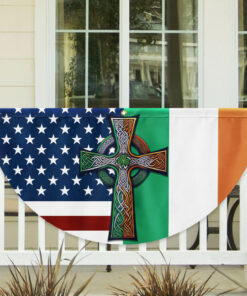 Irish Celtic Knot Cross St. Patrick’s Day Irish American Non-Pleated Fan Flag TPT1616FL