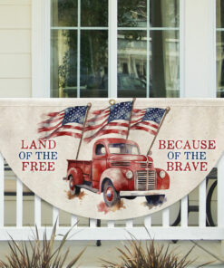 Land Of The Free Because Of The Brave 4th Of July Non-Pleated Fan Flag TQN2829FL