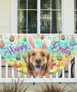 Golden Retriever Wearing Bunny Ears, Happy Easter Non-Pleated Fan Flag TPT1641FL