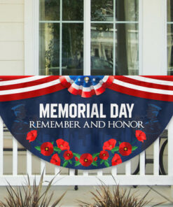 Memorial Day Flag Remember And Honor Non-Pleated Fan Flag TQN2644FL