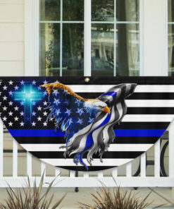The Thin Blue Line. Police. Law Enforcement American Eagle Non-Pleated Fan Flag TPT1631FL