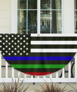 Thin Blue Green Red Line Non-Pleated Fan Flag TQN2638FL