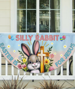 Bunny Easter Day Silly Rabbit Easter is for Jesus Non-Pleated Fan Flag MLN2629FL