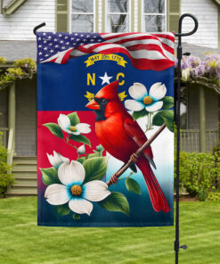 North Carolina State Dogwood Flower and Cardinal Flag MLN2958F