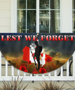 Lest We Forget, Remembrance Day Veteran Canadian Non-Pleated Fan Flag TPT1654FL