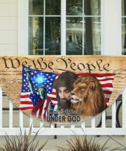 Lion Of Judah Jesus God Patriot One Nation Under God Non-Pleated Fan Flag MLN2628FL