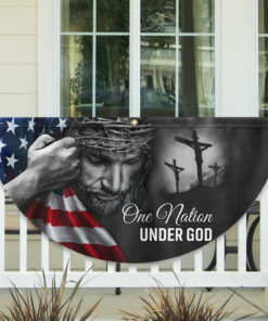 Jesus Flag One Nation Under God American Patriot Non-Pleated Fan Flag TRL06FLv5