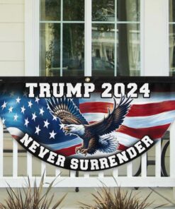 Trump 2024  Never Surrender Non-Pleated Fan Flag TQN2869FL