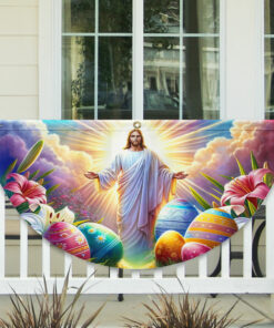 He Is Risen Easter Jesus Non-Pleated Fan Flag TQN2645FL