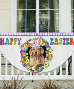 Golden Retriever Dog Happy Easter Non-Pleated Fan Flag TQN2621FL