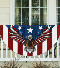 Memorial Day July 4th Flag Patriotic Eagle American Non-Pleated Fan Flag TPT1636F