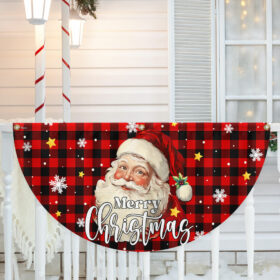 Santa Claus Merry Christmas Plaid Non-Pleated Fan Flag TQN3997FL